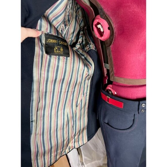 Johnny Carson suit blazer Vintage 1970s mod navy red - Picture 8 of 16